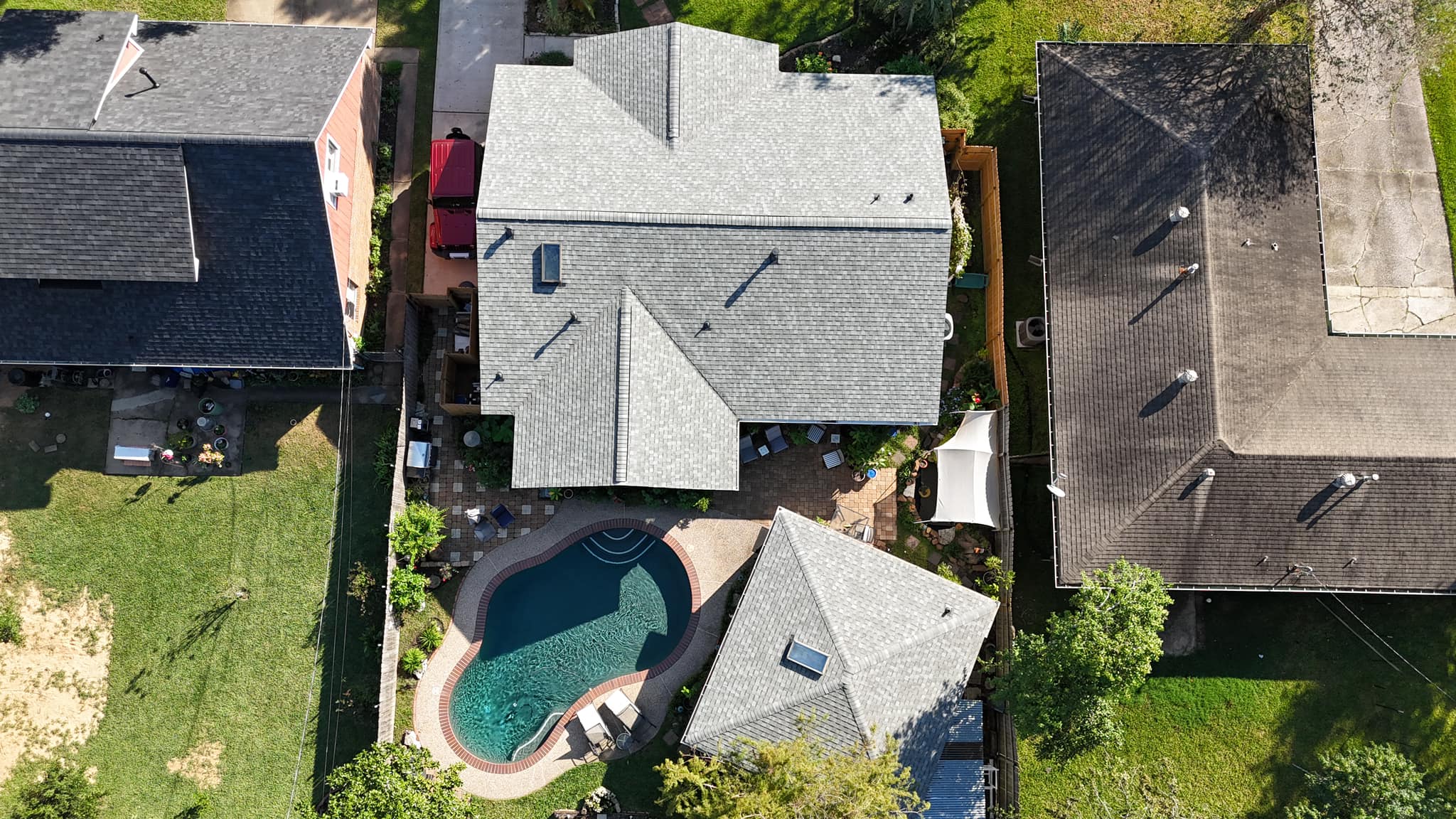 Completed Houston-area roof replacement by Rockin' Rooftops