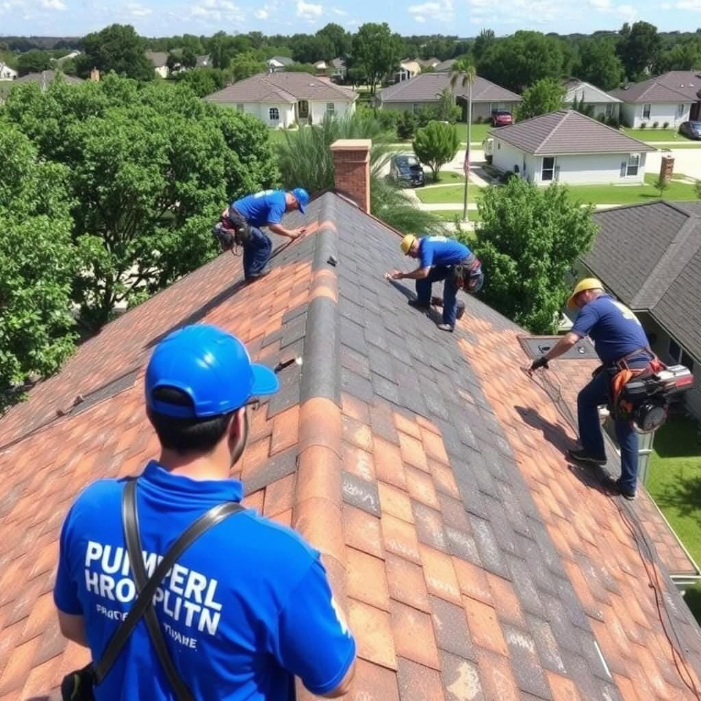 Expert roof repair work being completed in Houston